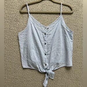 Striped Blue Button-Down Women’s Top